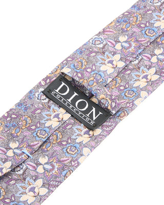Dion Printed Panama Floral Verdant Melange Silk Tie Purple 10318