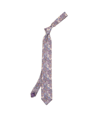 Dion Printed Panama Floral Verdant Melange Silk Tie Purple 2 10170