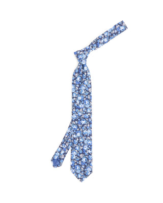 Dion Printed Faille Rose Bush Tie Blue 10193