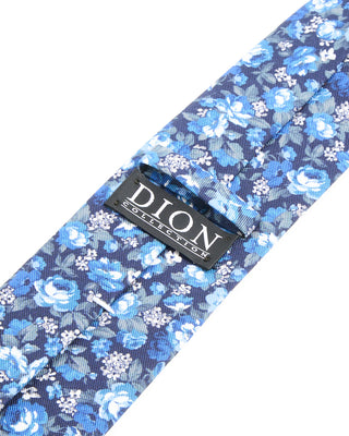 Dion Printed Faille Rose Bush Tie Blue 1 10304