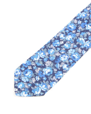 Dion Printed Faille Rose Bush Tie Blue 3 10305