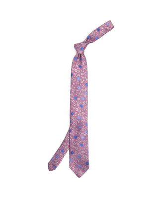 Dion Floral Rose  Poppy Silk Jacquard Tie Pink 10192