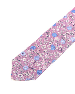 Dion Floral Rose  Poppy Silk Jacquard Tie Pink 1 10273
