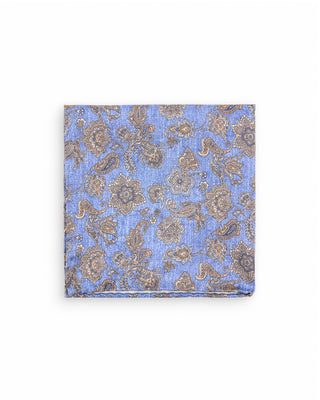 Dion Denim Blue Paisley Silk Pocket Square Denim Blue Paisley 10098
