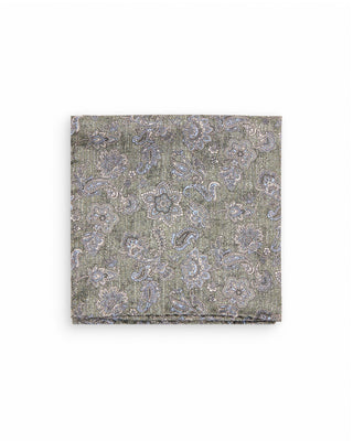Dion Charcoal Blue Paisley Silk Pocket Square Charcoal Blue Paisley 10136