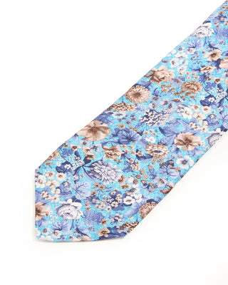 Dion Floral Garden Printed Tie Aqua 2 10246