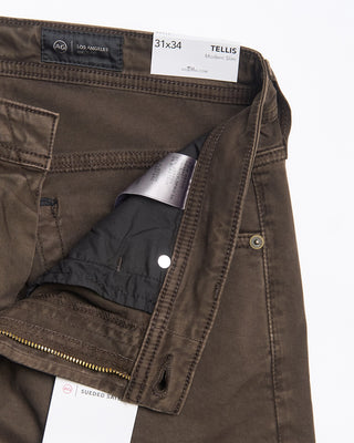 AG Jeans Tellis Deep Woodland Sateen Cotton 5 Pocket Pants Brown 872