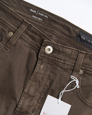 AG Jeans Tellis Deep Woodland Sateen Cotton 5 Pocket Pants Brown 874
