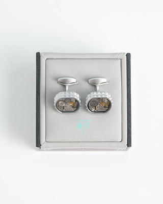 Tateossian Diamond Giza Skeleton Cufflinks Silver 