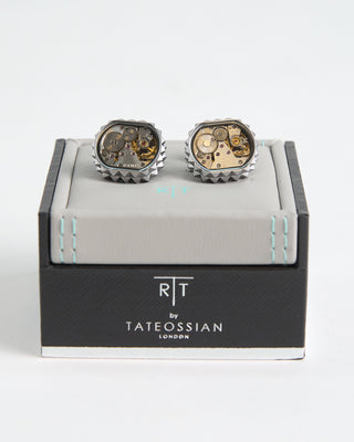 Tateossian Diamond Giza Skeleton Cufflinks Silver  5