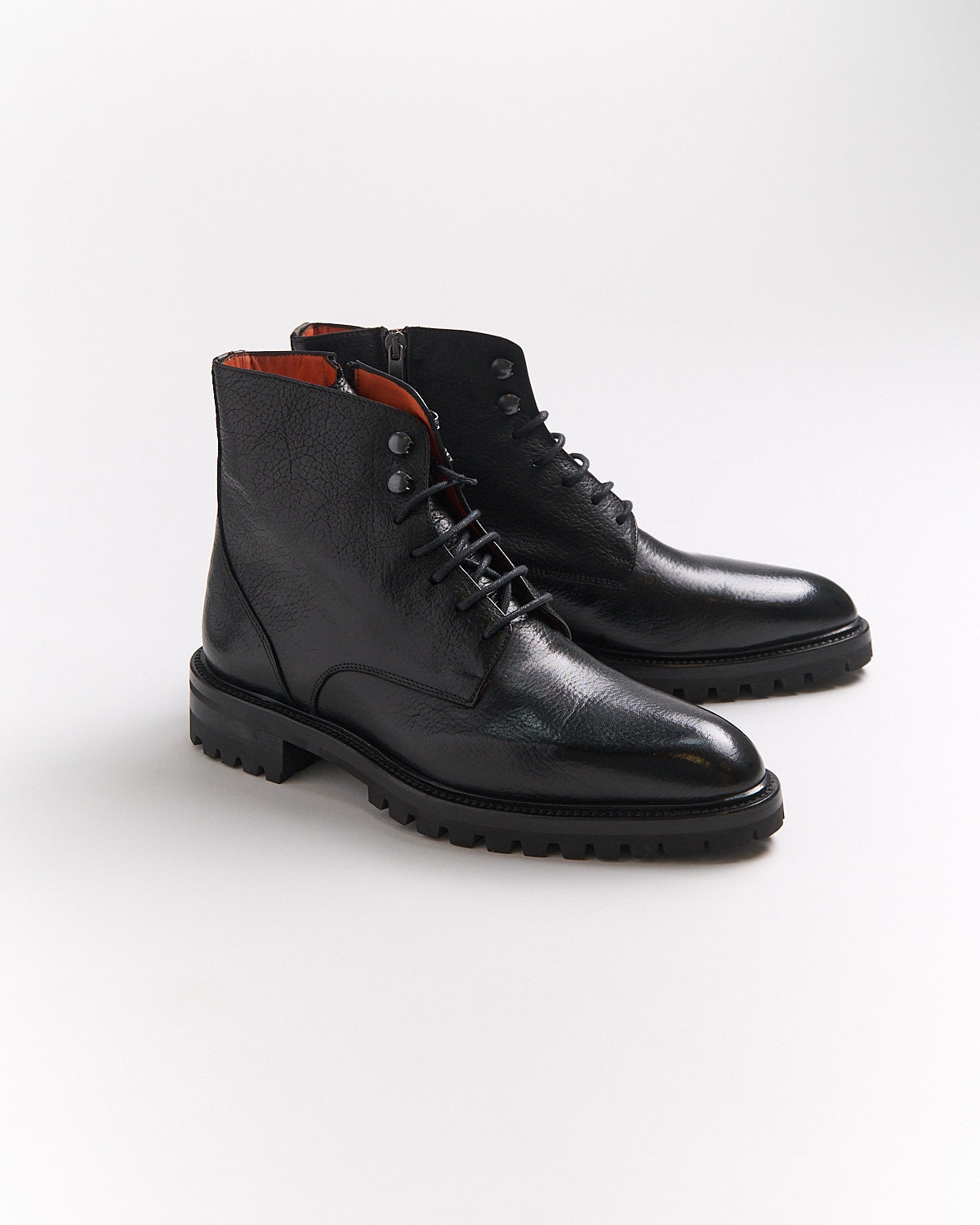 Giulio Moretti St. Moritz Lug Sole Leather Lace up Boots blazerformen 44 EU Black