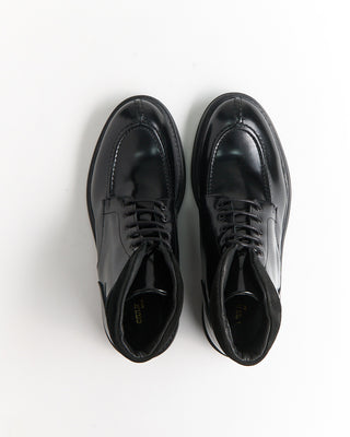 Giulio Moretti Polished Leather Hybrid Split Toe Boots Black 2049