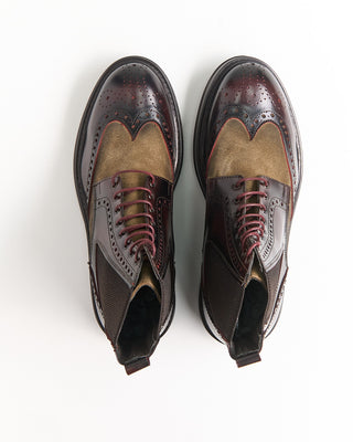 Giulio Moretti Leather  Suede Wingtip Boots Bordeaux 2022