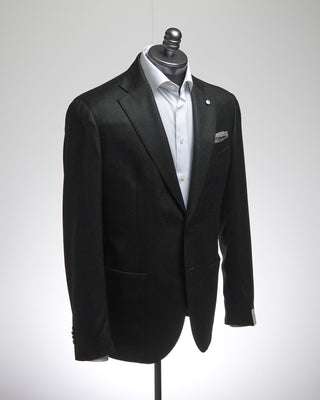 L.B.M. 1911 Black Untreated Solid Wool Soft Jacket Black 