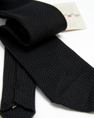 Paolo Albizzati Silk Grenadine Hand Rolled Tip Necktie Black  1