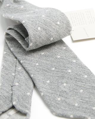 Paolo Albizzati Cashmere Blend Heathered Dot Hand Rolled Tip Necktie Heather Grey  1