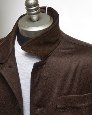 Manto Chocolate Brown 100% Water Resistant Cashmere Jacket Chocolate  1