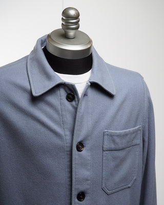 Manto Ice Blue 100% Cashmere Garment Dyed Shirt Jacket Light Blue  4