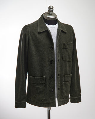 Manto Forest Green 100% Cashmere Garment Dyed Shirt Jacket Green 