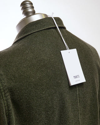 Manto Forest Green 100% Cashmere Garment Dyed Shirt Jacket Green  7
