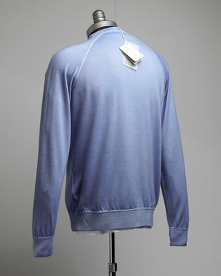 Filippo De Laurentiis 12 Gauge Garment Dyed Raglan Crewneck Light Blue 