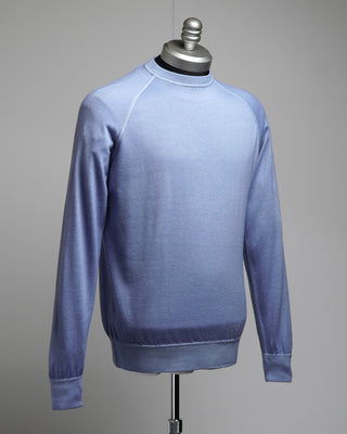 Filippo De Laurentiis 12 Gauge Garment Dyed Raglan Crewneck Light Blue  4