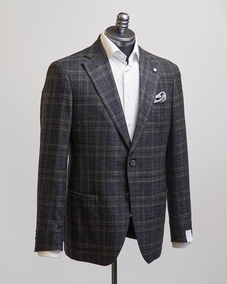 Luigi Bianchi Mantova Check Wool Sport Jacket Grey  Taupe  7