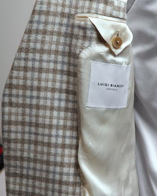 Luigi Bianchi Mantova Winter White Wool  Silk Blend Check Sport Jacket Off White  4