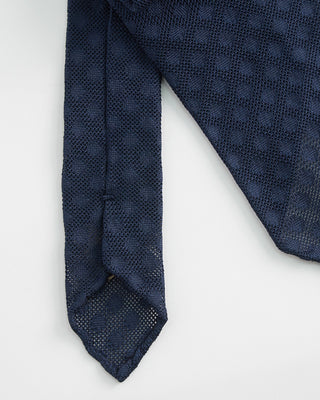 Paolo Albizzati Silk Jacquard Grenadine Hand Rolled Tip Necktie Midnight 
