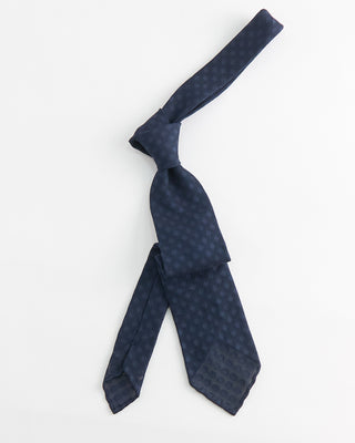 Paolo Albizzati Silk Jacquard Grenadine Hand Rolled Tip Necktie Midnight  2
