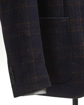 L.B.M. 1911 Wool Linen  Cashmere Check Soft Sport Jacket Navy  Brown  5