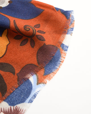 L.B.M. 1911 Midweight Abstract Floral Print Soft Wool Scarf Brick  3