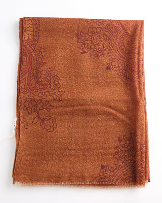 L.B.M. 1911 Midweight Bold Paisley Soft Wool Scarf Orange  2