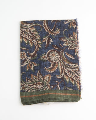 L.B.M. 1911 Midweight Floral Soft Wool Scarf Blue 