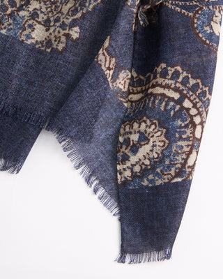L.B.M. 1911 Midweight Mehndi Style Soft Wool Scarf Blue  1