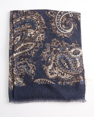 L.B.M. 1911 Midweight Mehndi Style Soft Wool Scarf Blue  3