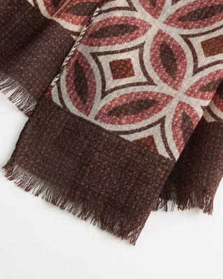 L.B.M. 1911 Midweight Mosaic Print Soft Wool Scarf Rust  3