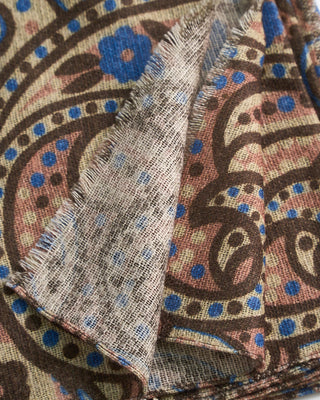 L.B.M. 1911 Midweight Bold Paisley Soft Wool Scarf Navy  Brown 