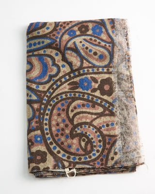 L.B.M. 1911 Midweight Bold Paisley Soft Wool Scarf Navy  Brown  1