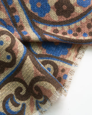 L.B.M. 1911 Midweight Bold Paisley Soft Wool Scarf Navy  Brown  2