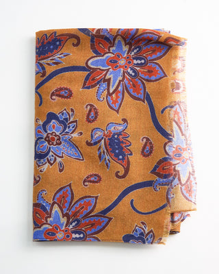 L.B.M. 1911 Midweight Floral Paisley Print Soft Wool Scarf Safron  1