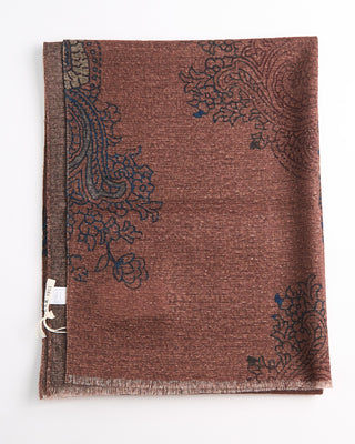 L.B.M. 1911 Soft Brushed Wool Tonal Exploded Paisley Scarf Brown  2