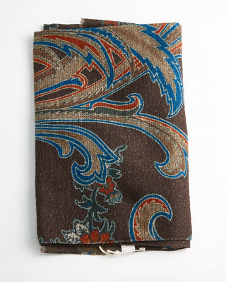 L.B.M. 1911 Midweight Large Floral Print Soft Wool Scarf Brown  1