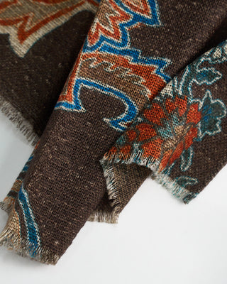 L.B.M. 1911 Midweight Large Floral Print Soft Wool Scarf Brown  2