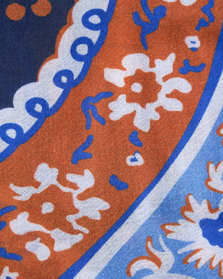 L.B.M. 1911 Midweight Floral Watermark Print Soft Wool Scarf Navy  Brown  2