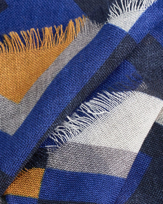 L.B.M. 1911 Midweight Angle Print Soft Wool Scarf Blue  Black 