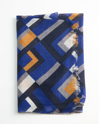 L.B.M. 1911 Midweight Angle Print Soft Wool Scarf Blue  Black  1