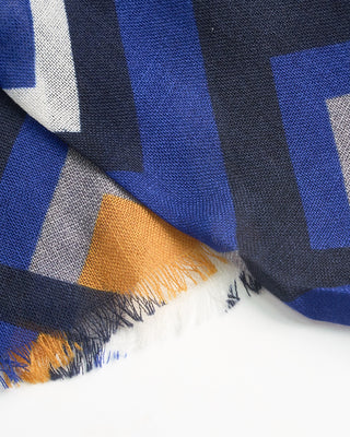 L.B.M. 1911 Midweight Angle Print Soft Wool Scarf Blue  Black  2