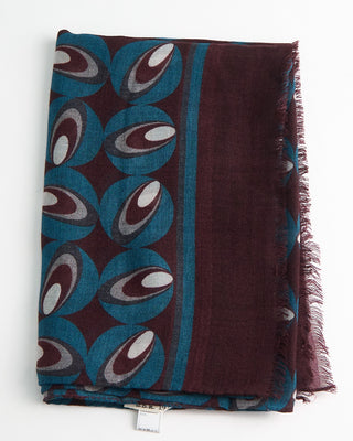 L.B.M. 1911 Midweight Retro Shapes Soft Wool Scarf Burgundy  5
