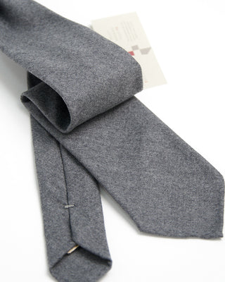 Paolo Albizzati Wool  Cashmere Solid Hand Rolled Tip Necktie Grey  1
